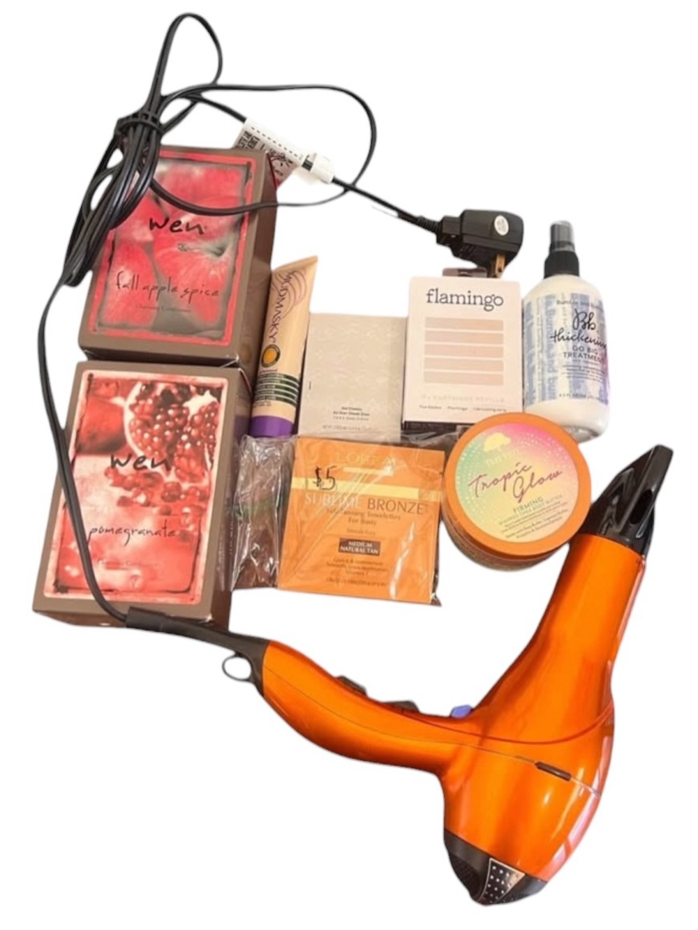 Womens Self Care Bundle Blow Dryer Wen Flamingo Bumble & Bumble Tree Hut Sunless